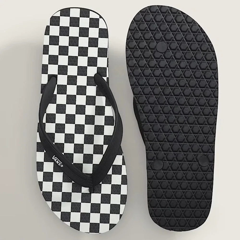 Vans Makena Checkerboard Black Marshmallow UltraCush Flip Flops Mens Size 11